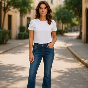 INC Womens Jeans Sz‎ 4 Bling Pockets Bedazzled Denim Flare Sequined Curvy Fit